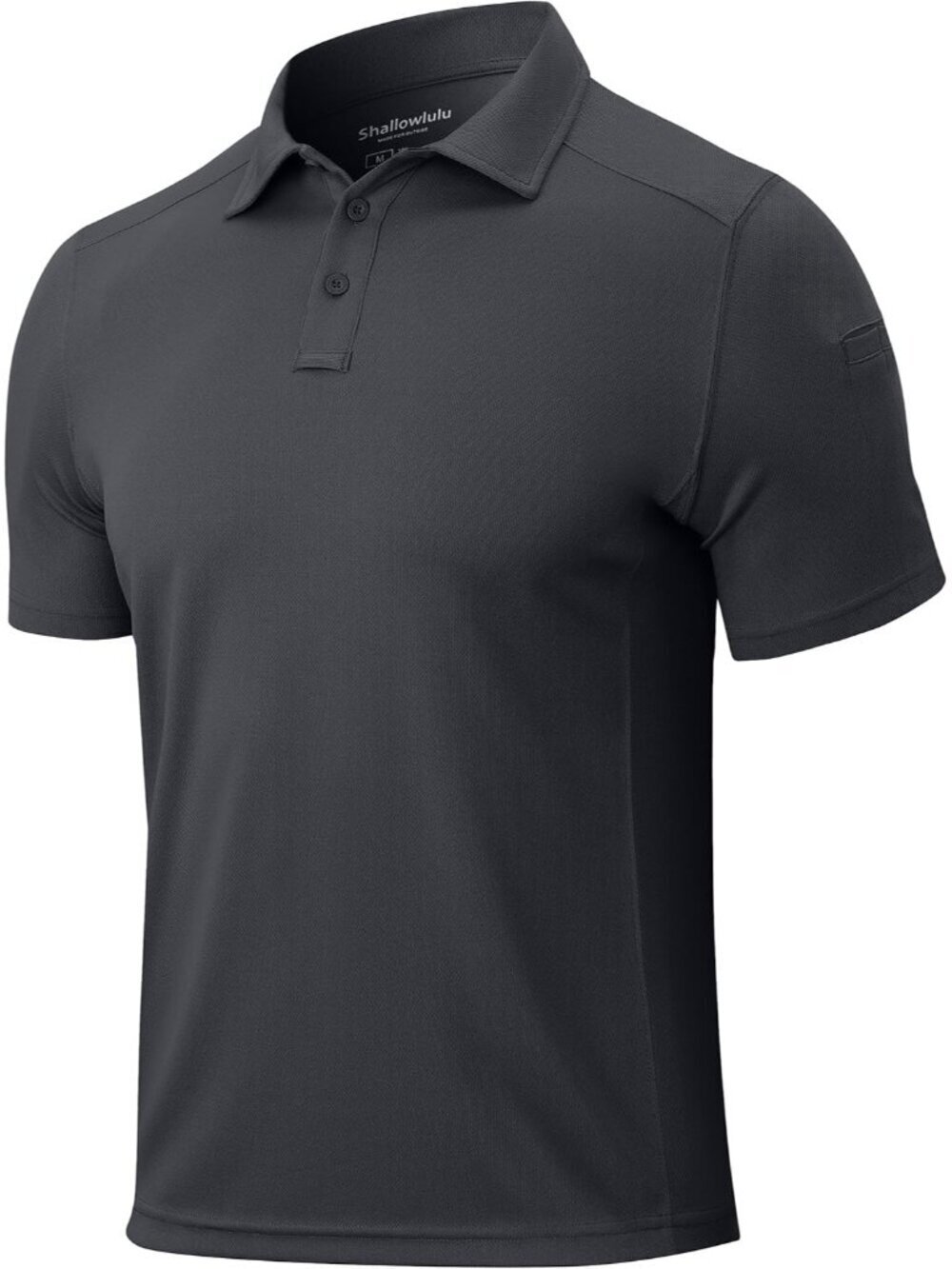Men’s Dark Grey Quick Dry Tactical Polo Shirt Short Sleeve Casual Golf Top